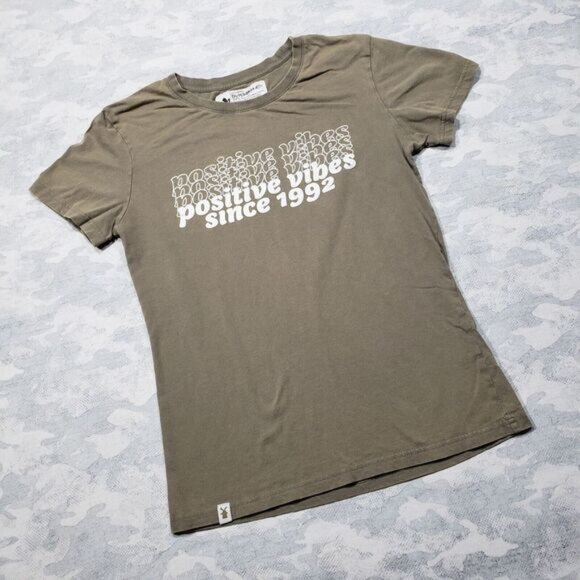 Dutch Bros Top Womens Small Green‎ Short Sleeve Positive Vibes Tee - Picture 4 of 10